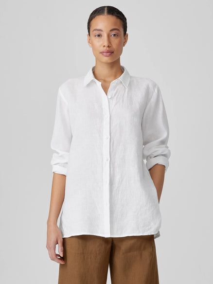 Eileen Fisher Organic Handkerchief Linen Classic Collar Shirt