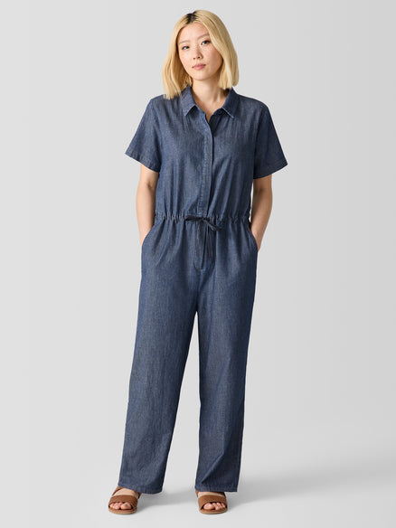 Eileen Fisher Airy Organic Cotton Twill Jumpsuit Puritan Cape Cod