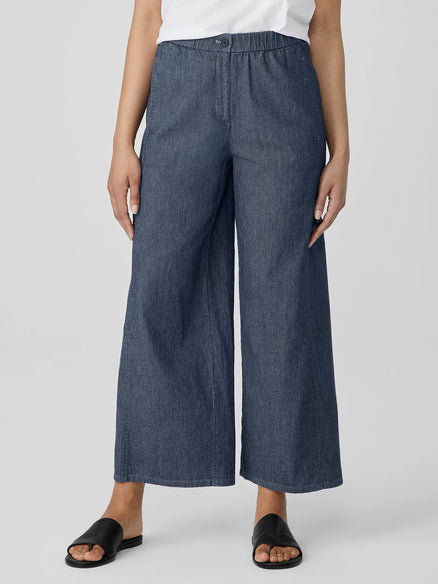 Eileen Fisher Airy Organic Cotton Twill Wide-Leg Pant