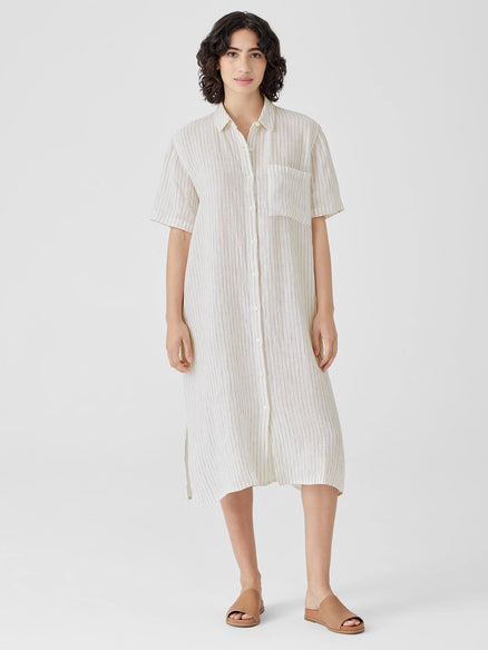 Eileen Fisher Puckered Organic Linen Shirtdress