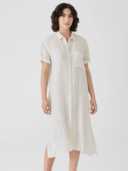 Eileen Fisher Puckered Organic Linen Shirtdress