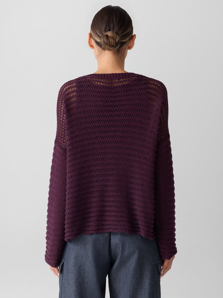 Eileen Fisher Peruvian Organic Cotton Cord Crew Neck Top