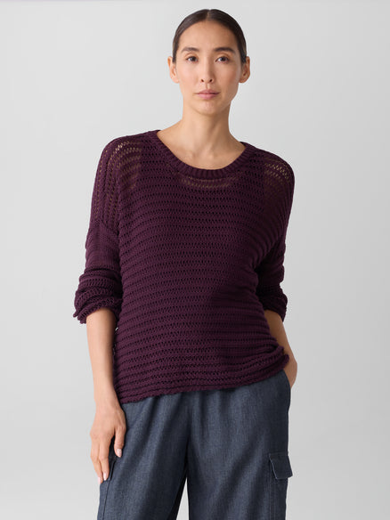 Eileen Fisher Peruvian Organic Cotton Cord Crew Neck Top