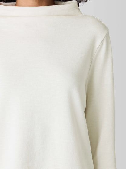 Eileen Fisher Garment-Dyed Terry Funnel Neck Top