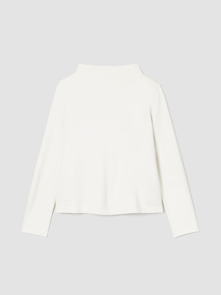 Eileen Fisher Garment-Dyed Terry Funnel Neck Top