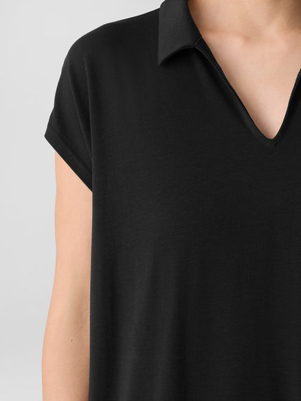 Eileen Fisher Fine Jersey Split Neck Dress
