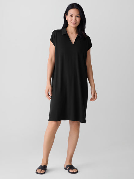 Eileen Fisher Fine Jersey Split Neck Dress