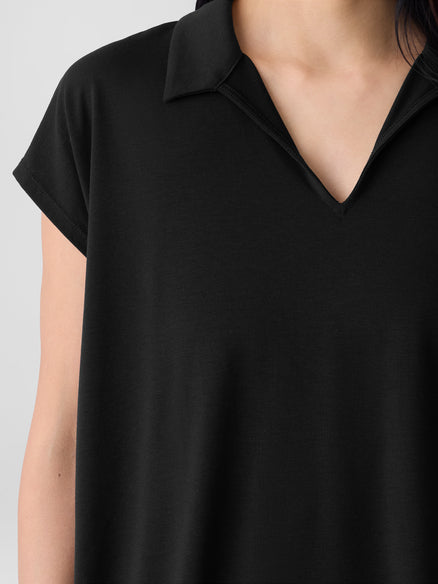 Eileen Fisher Fine Jersey Split Neck Top