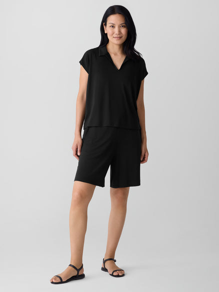 Eileen Fisher Fine Jersey Split Neck Top