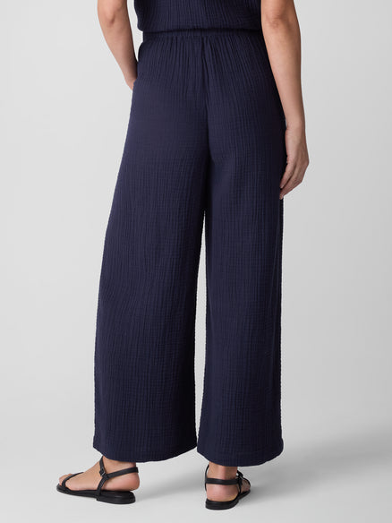 Eileen Fisher Organic Cotton Lofty Gauze Wide-Leg Pant