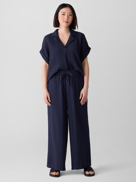 Eileen Fisher Organic Cotton Lofty Gauze Wide-Leg Pant