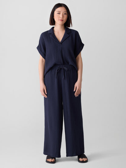 Eileen Fisher Organic Cotton Lofty Gauze Wide-Leg Pant