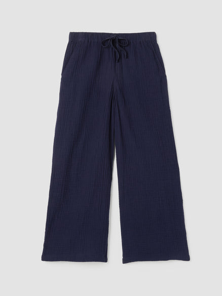 Eileen Fisher Organic Cotton Lofty Gauze Wide-Leg Pant