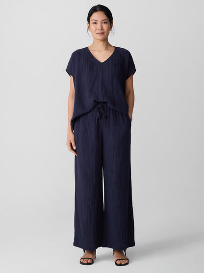 Eileen Fisher Organic Cotton Lofty Gauze Wide-Leg Pant