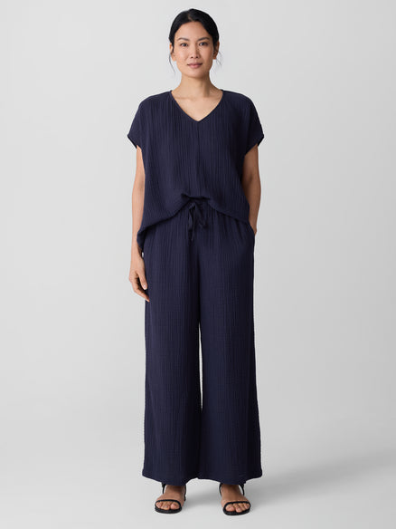 Eileen Fisher Organic Cotton Lofty Gauze Wide-Leg Pant