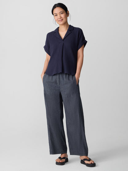 Eileen Fisher Organic Cotton Lofty Gauze Notch Collar Top