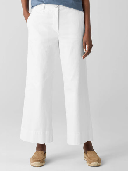 Eileen Fisher Garment-Dyed Organic Cotton Denim Wide-Leg Jean