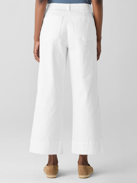 Eileen Fisher Garment-Dyed Organic Cotton Denim Wide-Leg Jean
