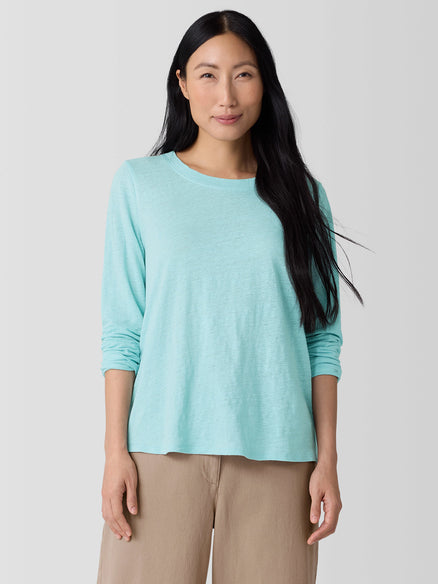 Eileen Fisher Organic Linen Jersey Long-Sleeve Tee