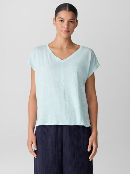 Eileen Fisher Organic Linen Jersey V-Neck Tee