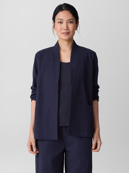 Eileen Fisher Organic Cotton Pucker High Collar Jacket