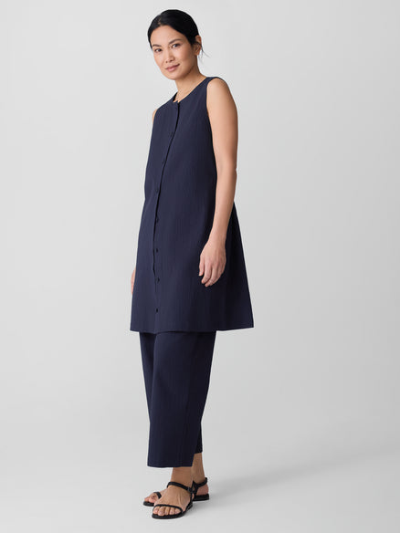 Eileen Fisher Organic Cotton Pucker Long Vest