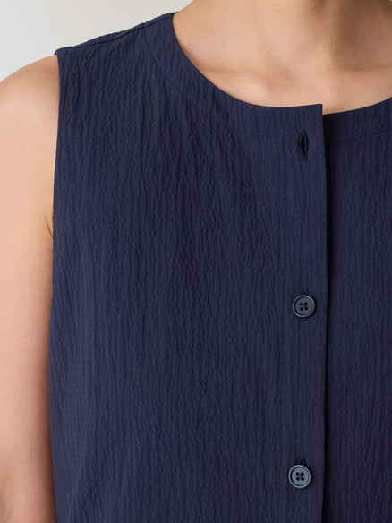 Eileen Fisher Organic Cotton Pucker Long Vest