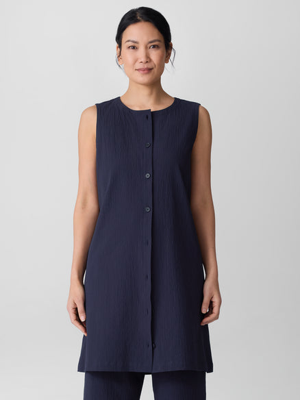 Eileen Fisher Organic Cotton Pucker Long Vest