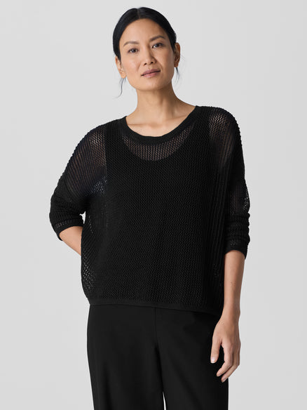 Eileen Fisher Organic Linen Cotton Cord Crew Neck Top
