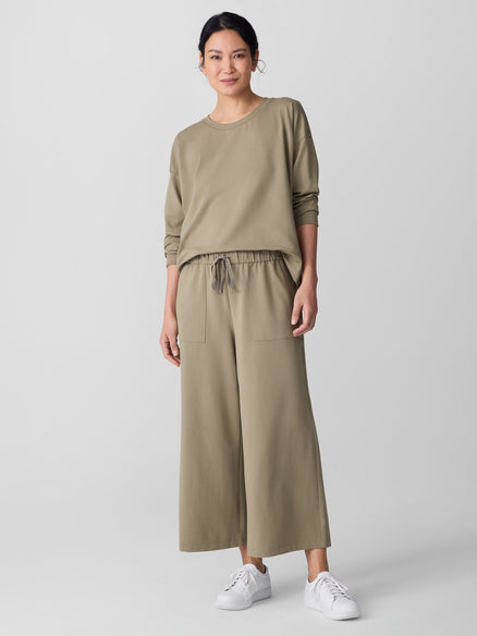 Eileen Fisher Pima Cotton Stretch Jersey Wide-Leg Pant