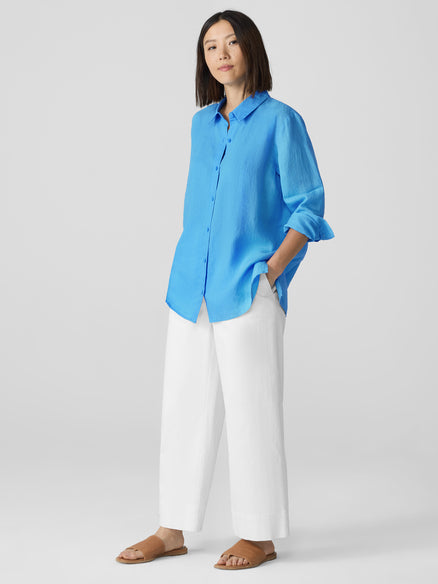 Eileen Fisher Organic Handkerchief Linen Classic Collar Shirt