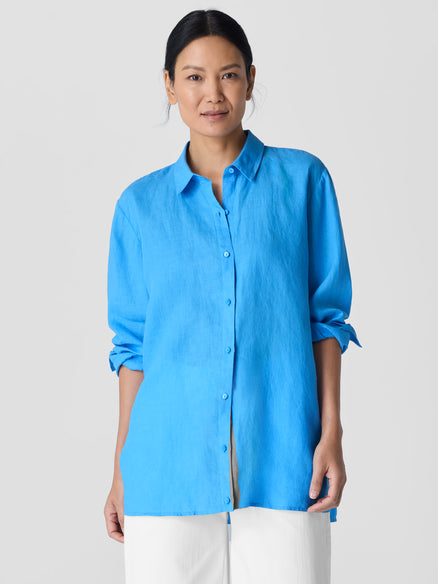 Eileen Fisher Organic Handkerchief Linen Classic Collar Shirt