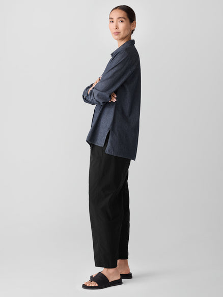 Eileen Fisher Airy Organic Cotton Twill Classic Collar Shirt