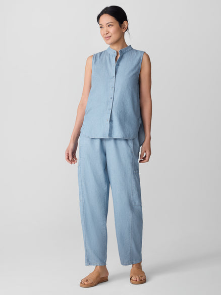 Eileen Fisher Airy Organic Cotton Twill Sleeveless Shirt