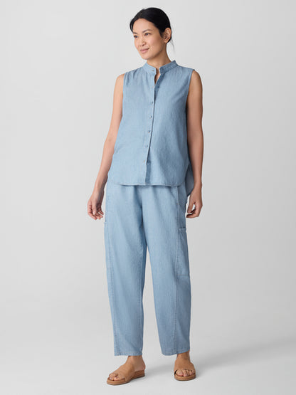 Eileen Fisher Airy Organic Cotton Twill Sleeveless Shirt