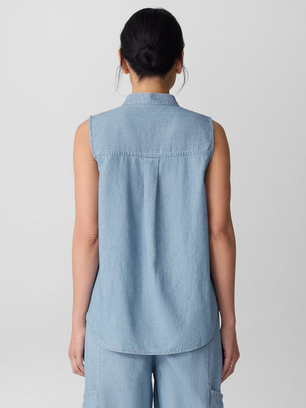 Eileen Fisher Airy Organic Cotton Twill Sleeveless Shirt