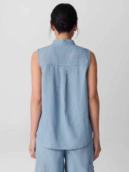Eileen Fisher Airy Organic Cotton Twill Sleeveless Shirt