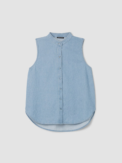 Eileen Fisher Airy Organic Cotton Twill Sleeveless Shirt