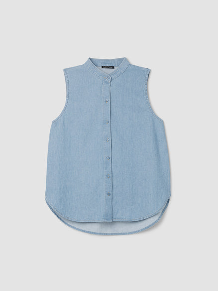 Eileen Fisher Airy Organic Cotton Twill Sleeveless Shirt