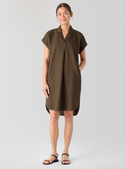 Eileen Fisher Organic Linen Notch Collar Dress