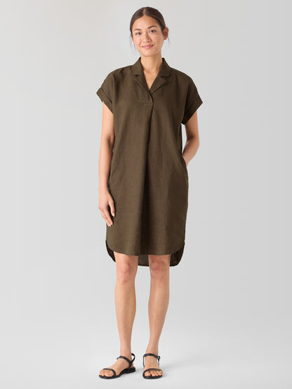 Eileen Fisher Organic Linen Notch Collar Dress