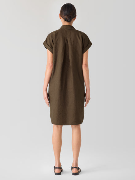 Eileen Fisher Organic Linen Notch Collar Dress