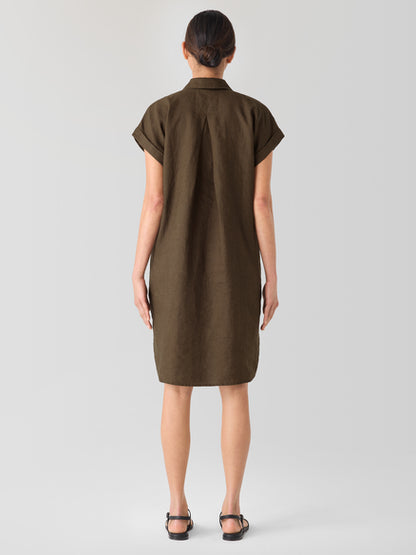 Eileen Fisher Organic Linen Notch Collar Dress