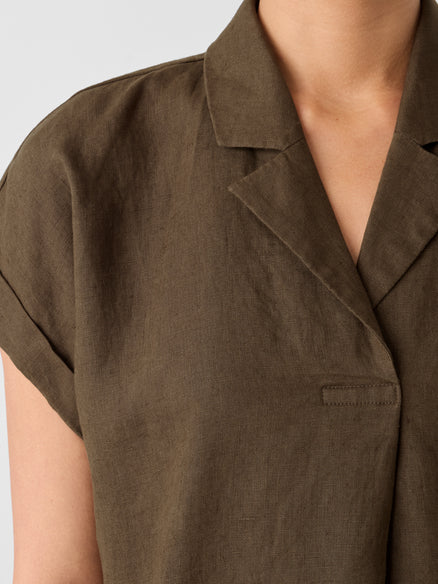 Eileen Fisher Organic Linen Notch Collar Dress
