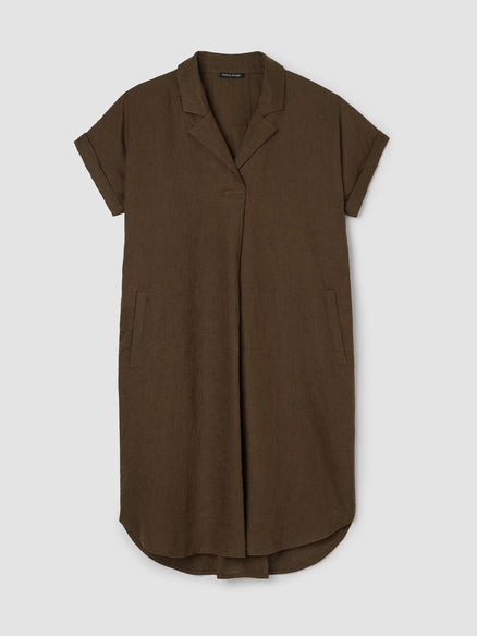 Eileen Fisher Organic Linen Notch Collar Dress