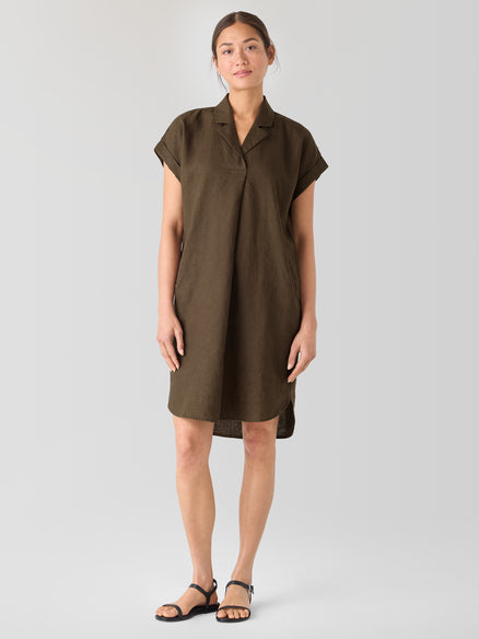 Eileen Fisher Organic Linen Notch Collar Dress