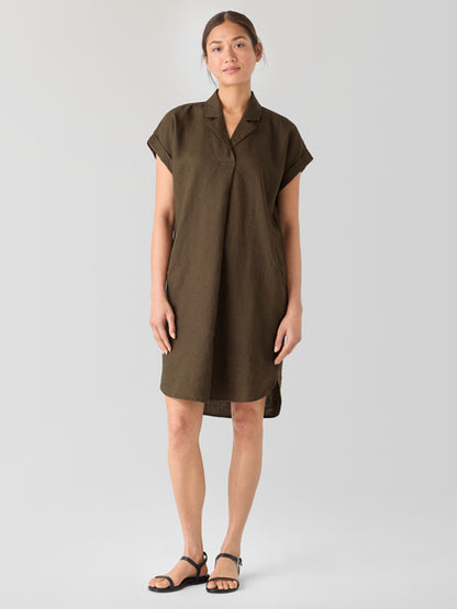 Eileen Fisher Organic Linen Notch Collar Dress