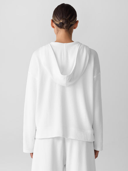 Eileen Fisher Lightweight Organic Cotton Terry Hooded Jacket