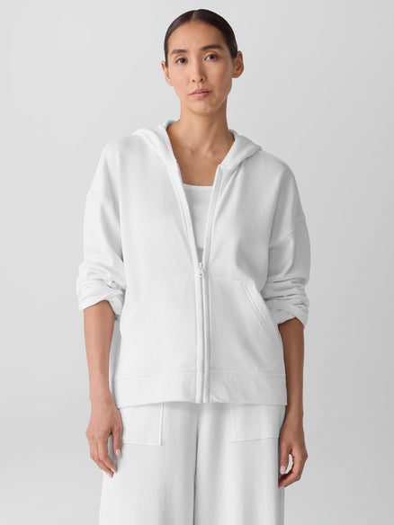 Eileen Fisher Lightweight Organic Cotton Terry Hooded Jacket