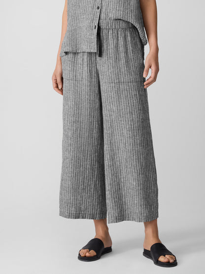 Eileen Fisher Puckered Organic Linen Wide-Leg Pant